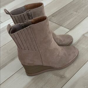 Stylish Taupe Wedge Ankle Boots